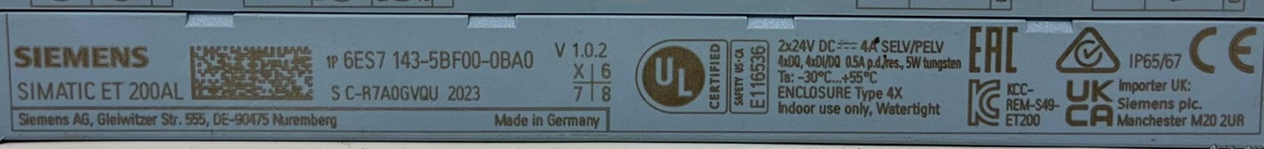 Siemens SIMATIC ET 200AL DIQ 4+DQ 4x24VDC/0,5A SPS-Modul 6ES7 143-5BF00-0BA0