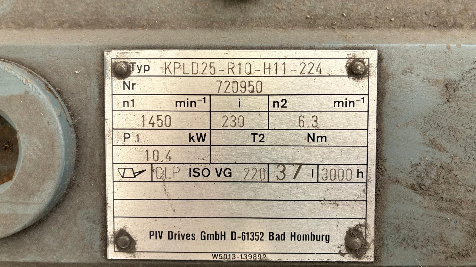 PIV Drives KPLD25-R1Q-H11-224 Getriebemotor 10,4 kW Übersetzung 230:1