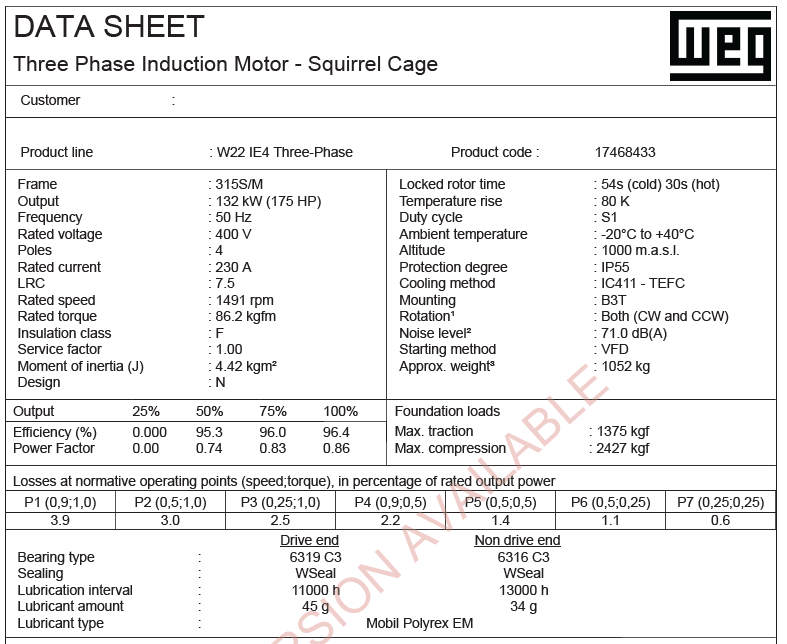 WEG W22 IE4 Drehstrommotor Three-Phase Induction Motor Squirrel Cage