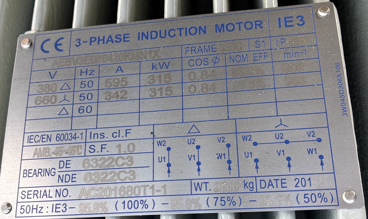 TECO AESV3E080420R4N1X 315 kW Drehstrommotor IE3