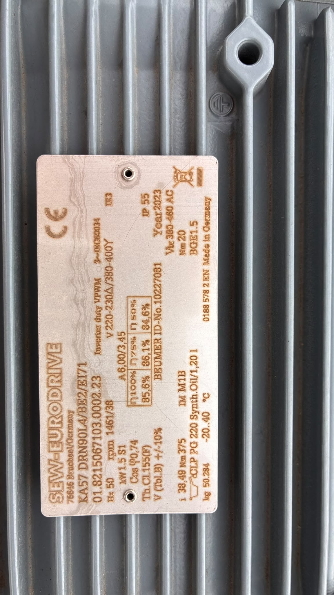 SEW-EURODRIVE KA57 DRN90LA/BE2/B171 Kegelrad-Getriebemotor 1,5 kW